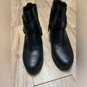 Women's Black Leather Ankle Boots